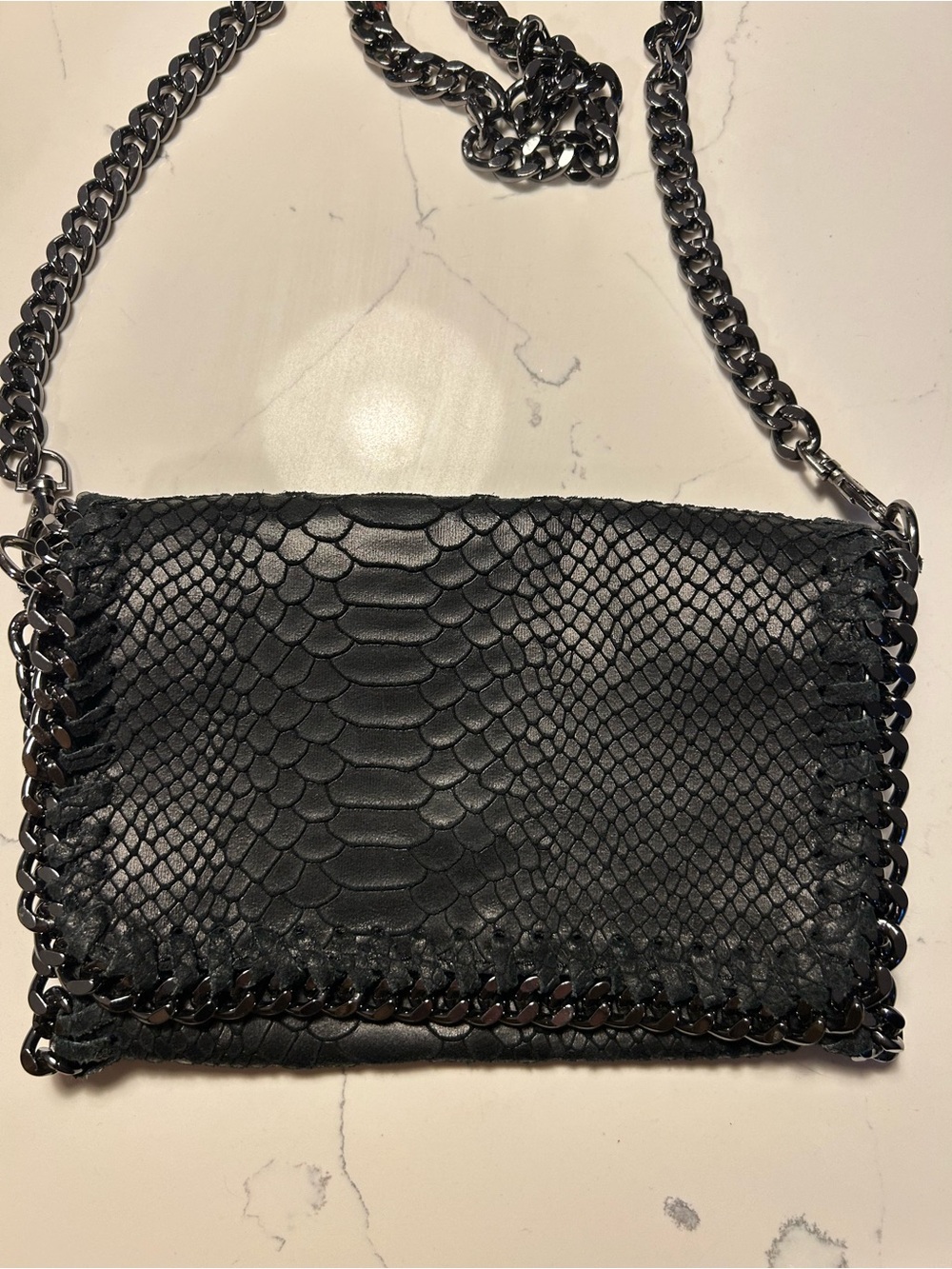 Black Crossbody Bag Genuine Leather (looks like Stella McCartney) - Picture 1 of 11